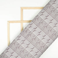Charcoal Grey And White Geometric Pattern Digital Print Lush Satin Fabric