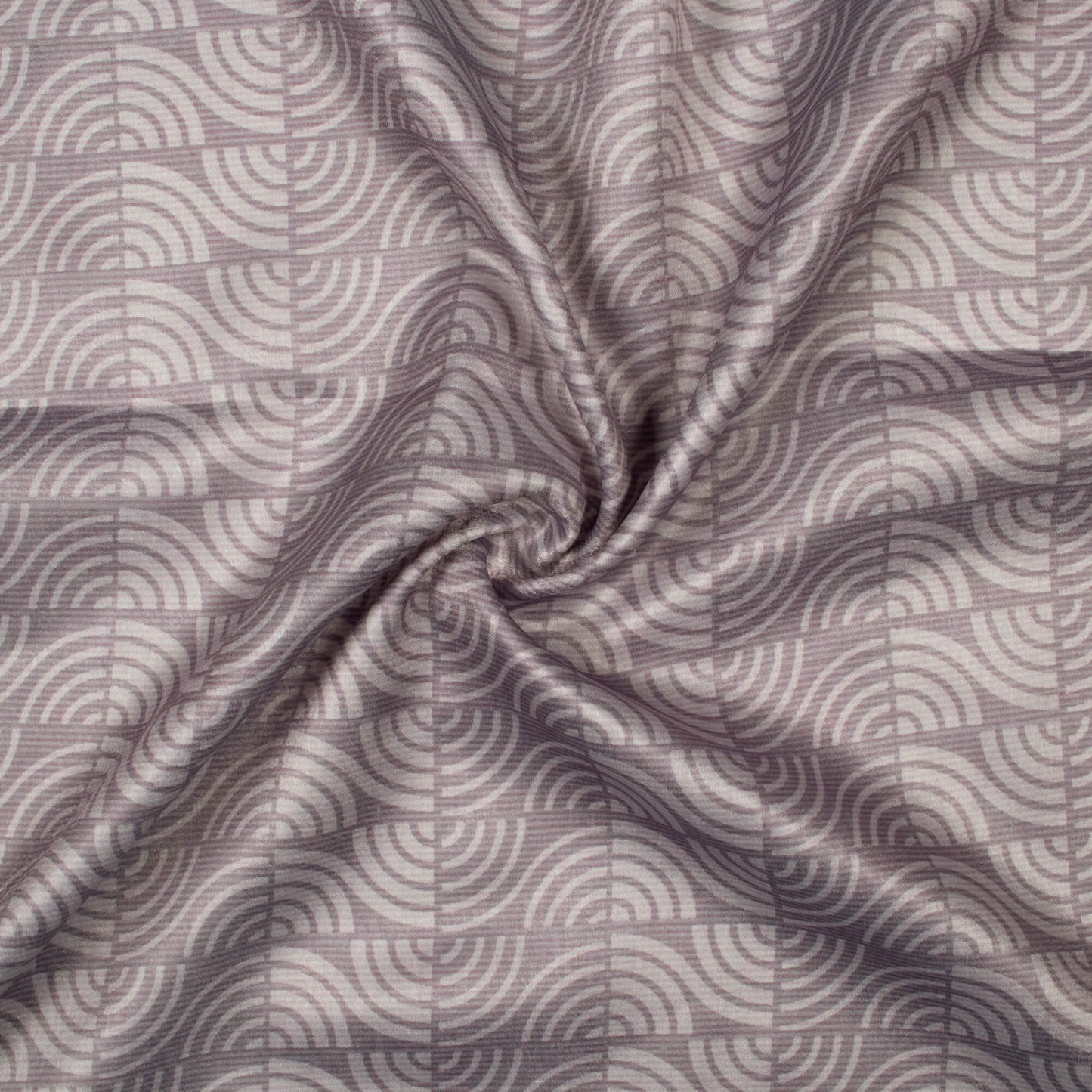 Charcoal Grey Geometric Pattern Digital Print Lush Satin Fabric