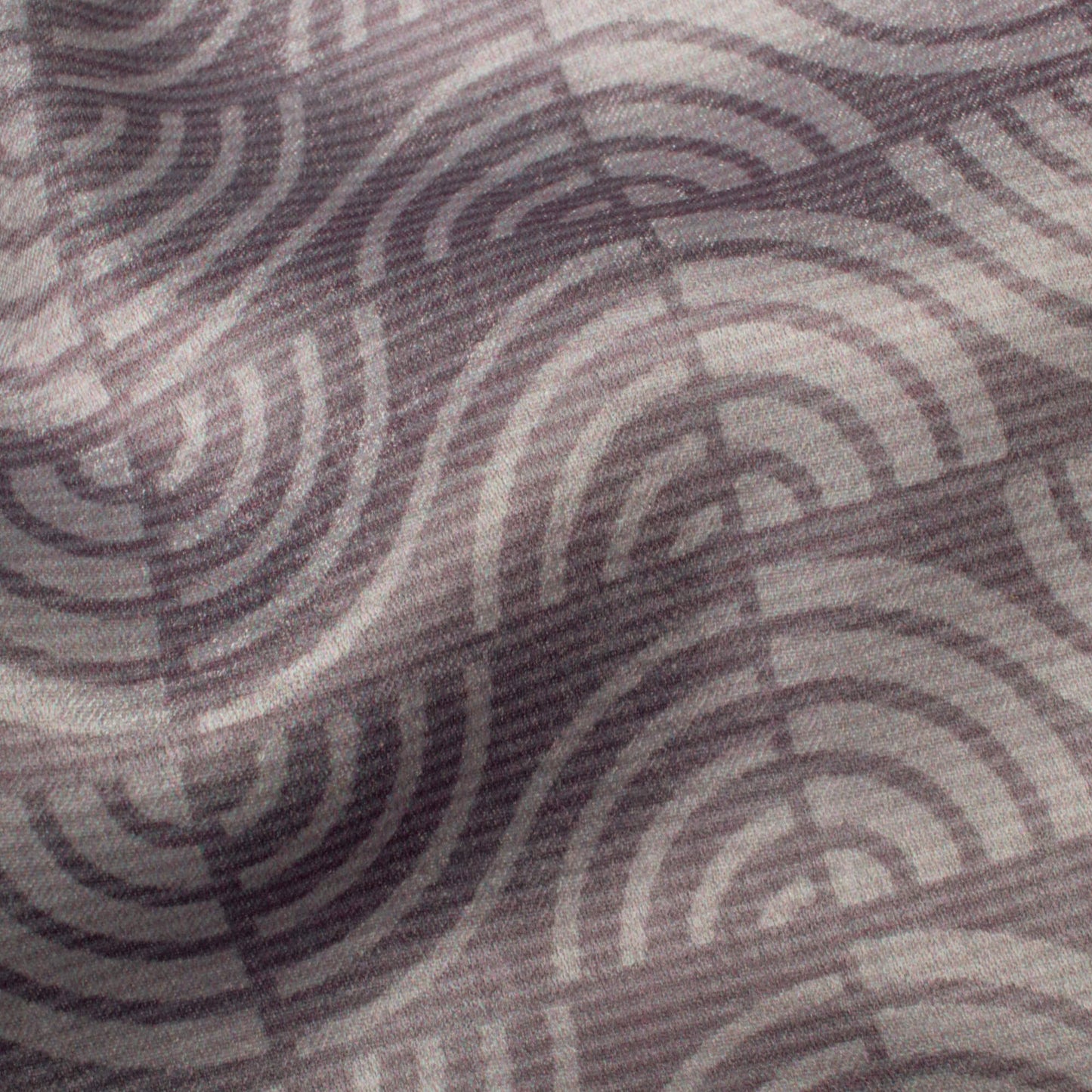 Charcoal Grey Geometric Pattern Digital Print Lush Satin Fabric