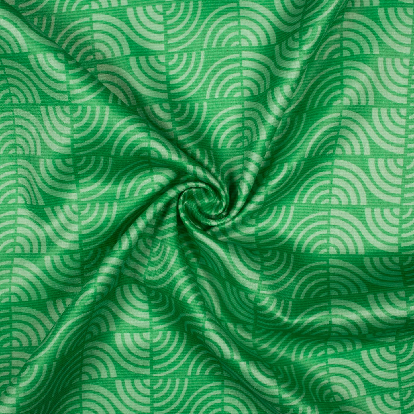 Jade Green Geometric Pattern Digital Print Lush Satin Fabric