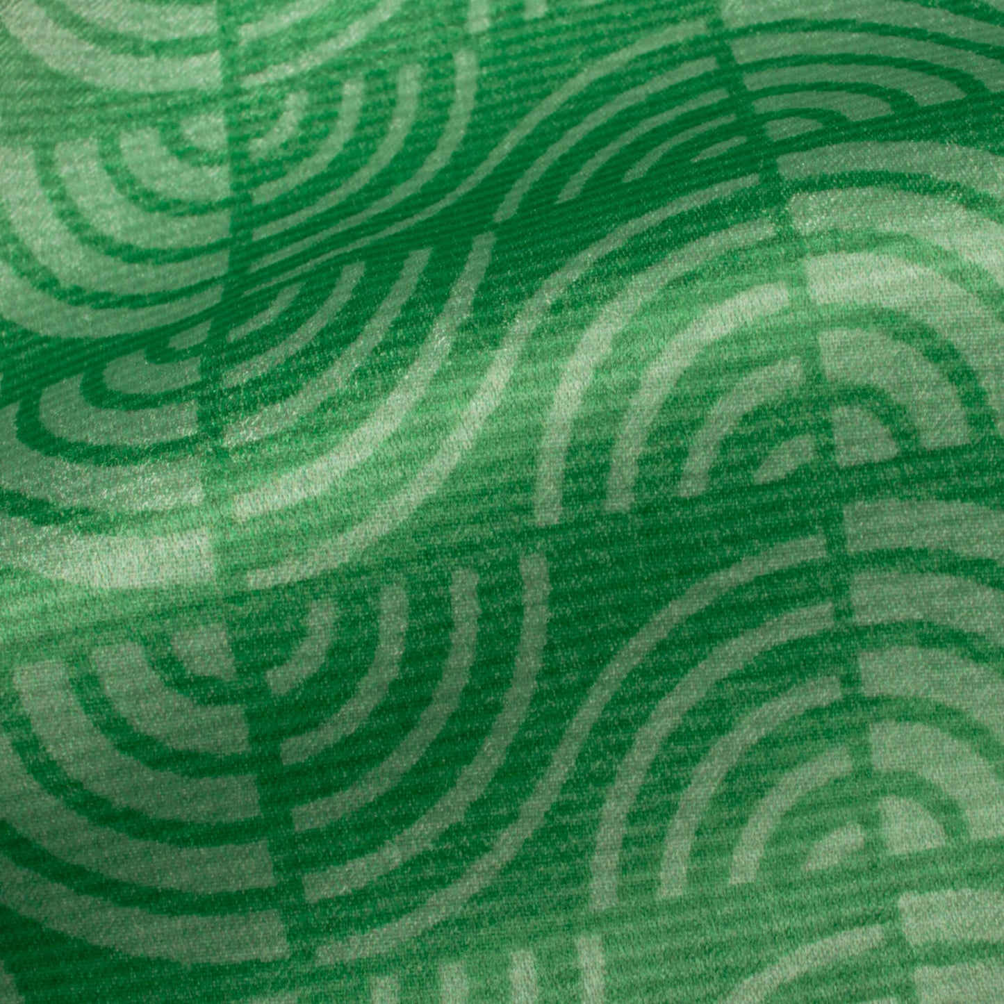 Jade Green Geometric Pattern Digital Print Lush Satin Fabric