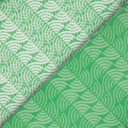 Jade Green Geometric Pattern Digital Print Lush Satin Fabric