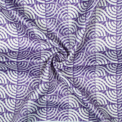 Violet Purple And White Geometric Pattern Digital Print Lush Satin Fabric