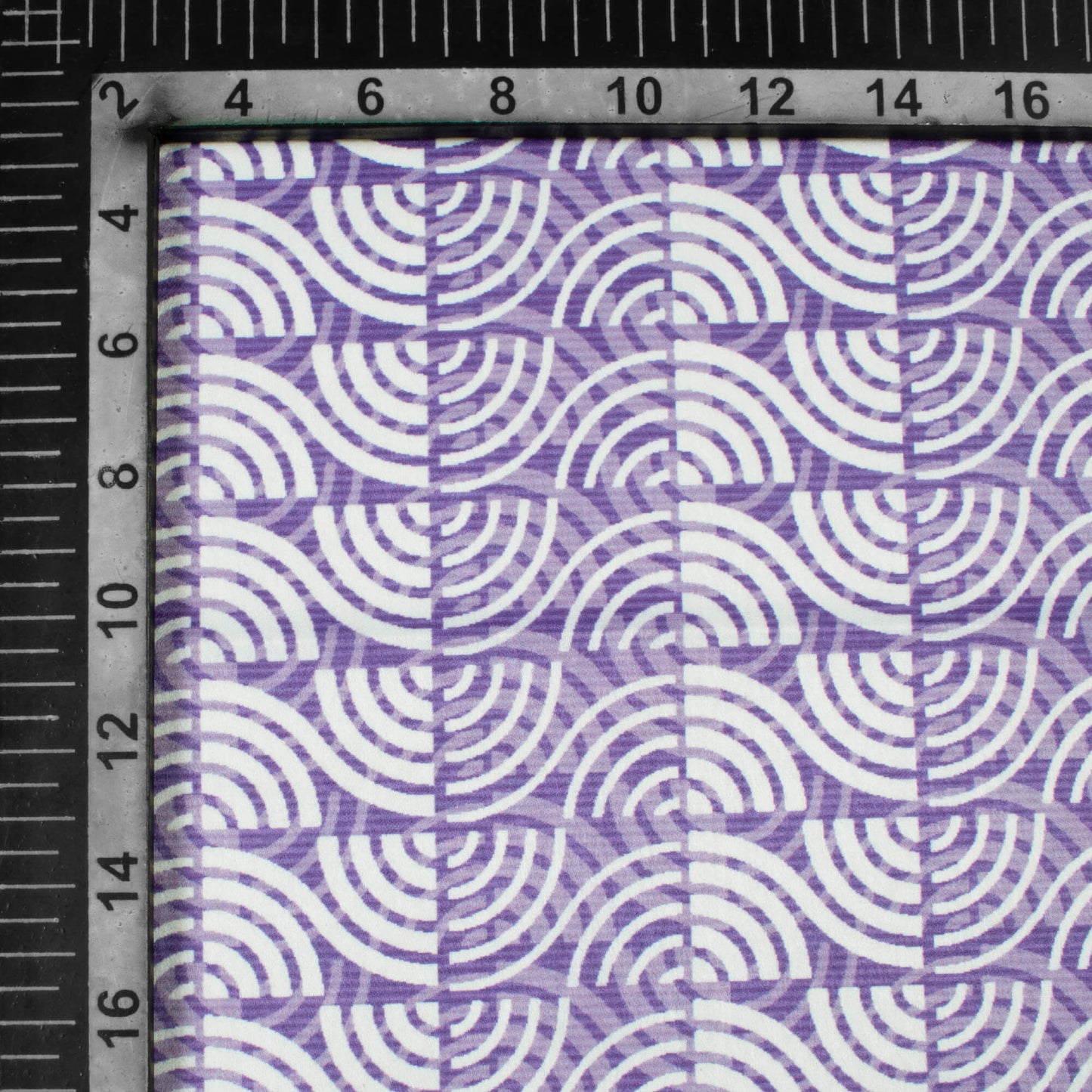 Violet Purple And White Geometric Pattern Digital Print Lush Satin Fabric