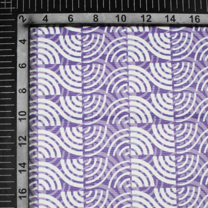 Violet Purple And White Geometric Pattern Digital Print Lush Satin Fabric