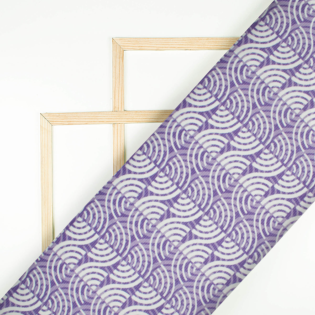 Violet Purple And White Geometric Pattern Digital Print Lush Satin Fabric