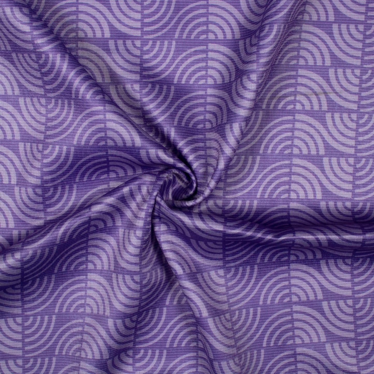 Violet Purple Geometric Pattern Digital Print Lush Satin Fabric