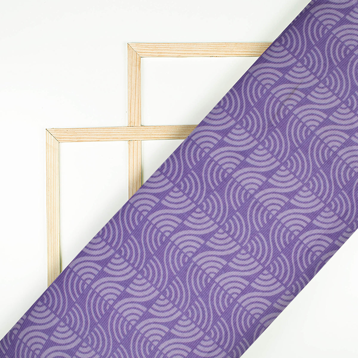 Violet Purple Geometric Pattern Digital Print Lush Satin Fabric