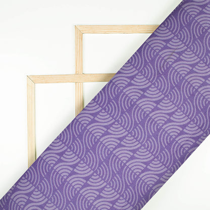 Violet Purple Geometric Pattern Digital Print Lush Satin Fabric