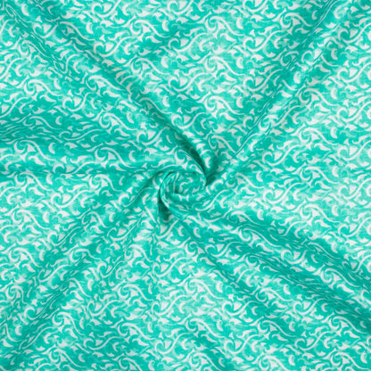 Electric Blue And White Abstract Pattern Digital Print Lush Satin Fabric