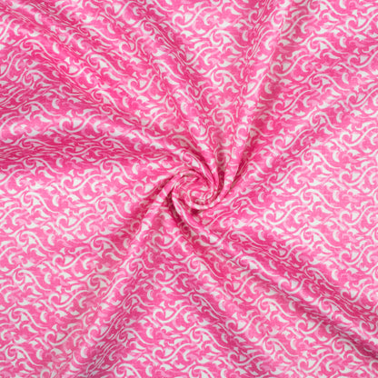 Taffy Pink And White Abstract Pattern Digital Print Lush Satin Fabric