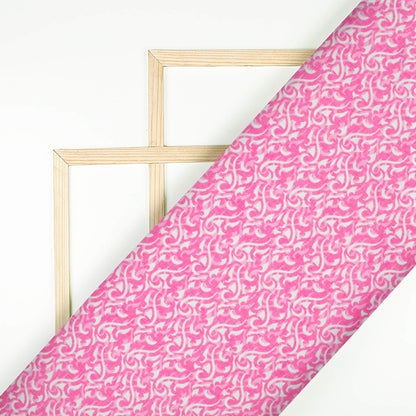 Taffy Pink And White Abstract Pattern Digital Print Lush Satin Fabric