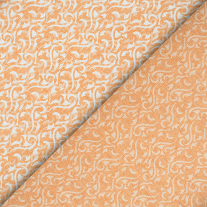 Melon Orange And White Abstract Pattern Digital Print Lush Satin Fabric