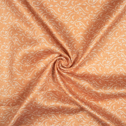 Melon Orange Abstract Pattern Digital Print Lush Satin Fabric