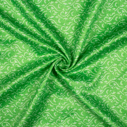 Parakeet Green Abstract Pattern Digital Print Lush Satin Fabric
