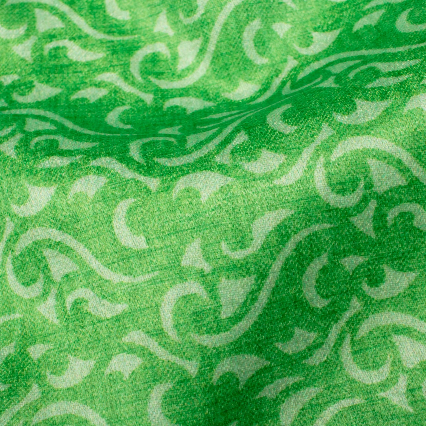 Parakeet Green Abstract Pattern Digital Print Lush Satin Fabric