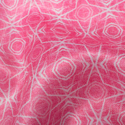 Taffy Pink And White Geometric Pattern Digital Print Lush Satin Fabric