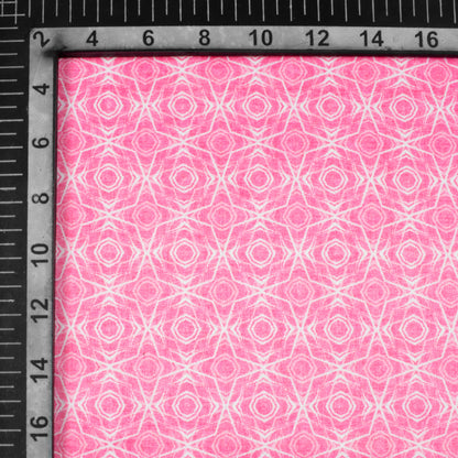 Taffy Pink And White Geometric Pattern Digital Print Lush Satin Fabric