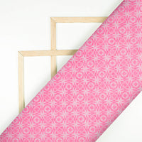 Taffy Pink And White Geometric Pattern Digital Print Lush Satin Fabric