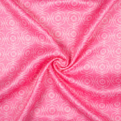 Taffy Pink Geometric Pattern Digital Print Lush Satin Fabric