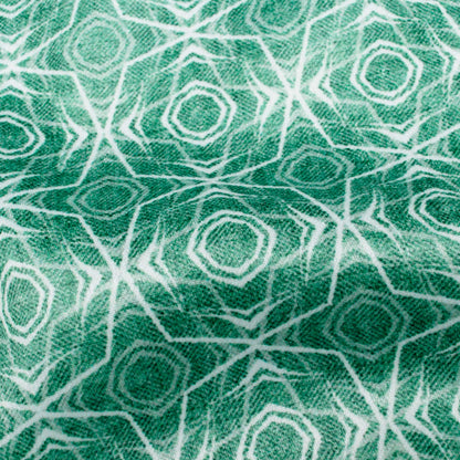 Sacramento Green And White Geometric Pattern Digital Print Lush Satin Fabric
