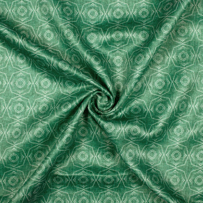 Sacramento Green Geometric Pattern Digital Print Lush Satin Fabric