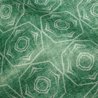 Sacramento Green Geometric Pattern Digital Print Lush Satin Fabric