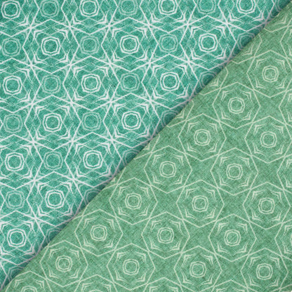 Sacramento Green Geometric Pattern Digital Print Lush Satin Fabric