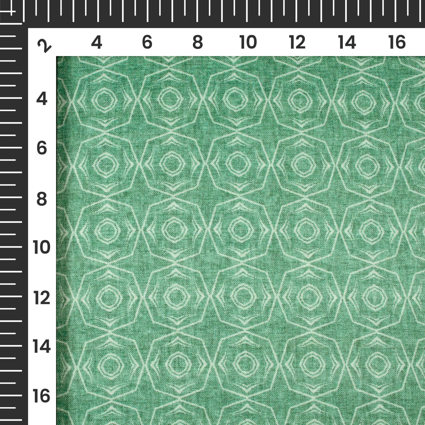 Sacramento Green Geometric Pattern Digital Print Lush Satin Fabric