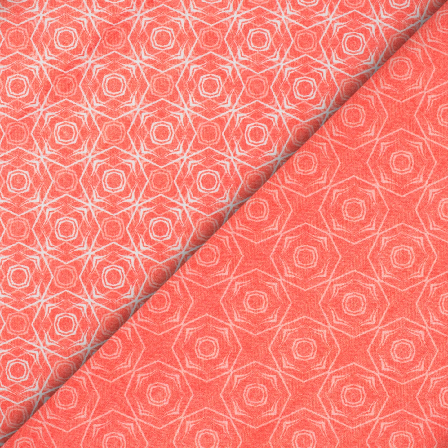 Desire Red And White Geometric Pattern Digital Print Lush Satin Fabric