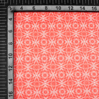 Desire Red And White Geometric Pattern Digital Print Lush Satin Fabric