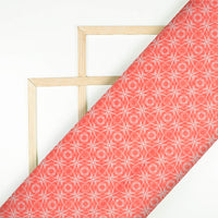 Desire Red And White Geometric Pattern Digital Print Lush Satin Fabric