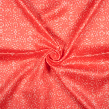 Desire Red Geometric Pattern Digital Print Lush Satin Fabric