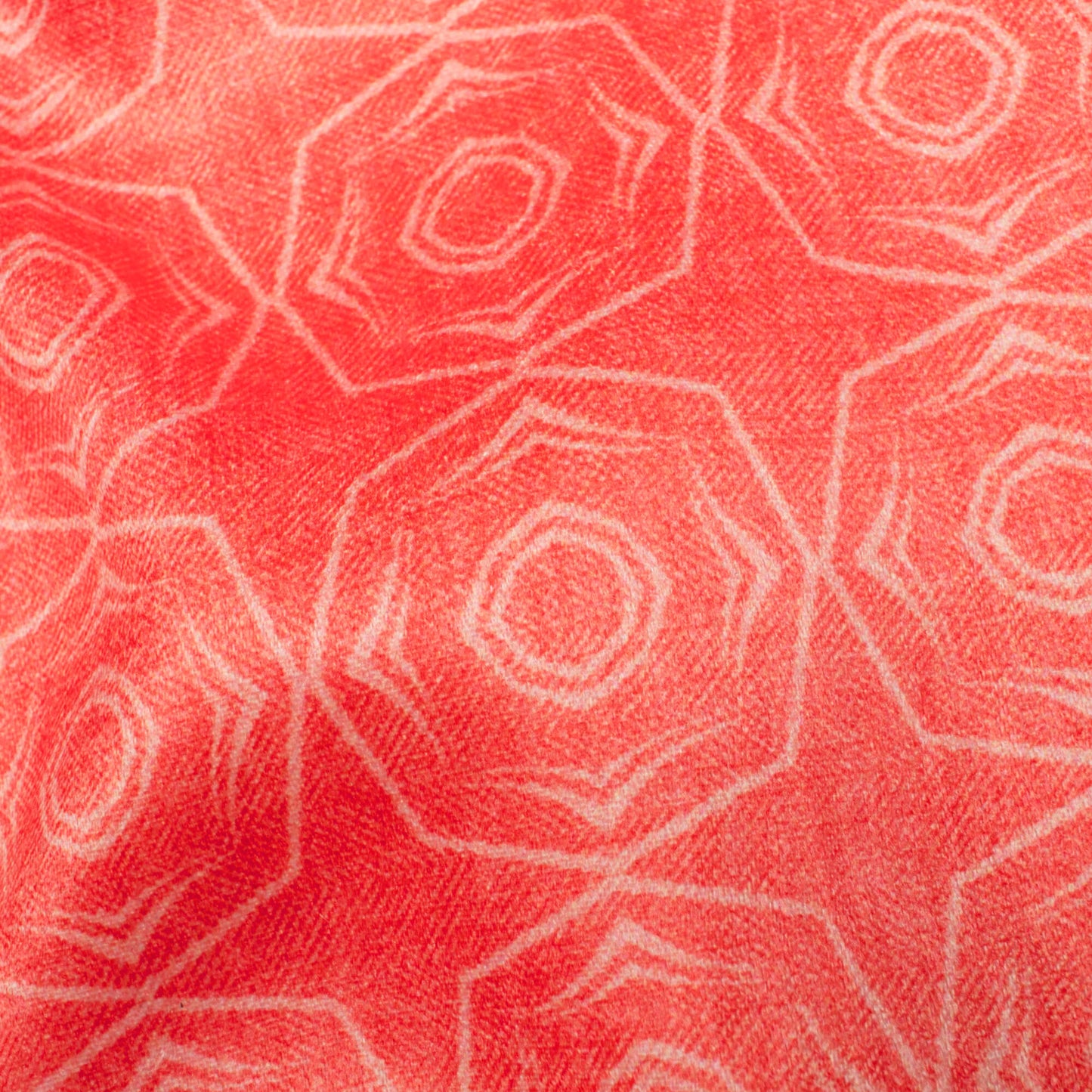 Desire Red Geometric Pattern Digital Print Lush Satin Fabric