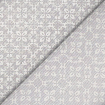 Dolphin Grey And White Floral Pattern Digital Print Lush Satin Fabric