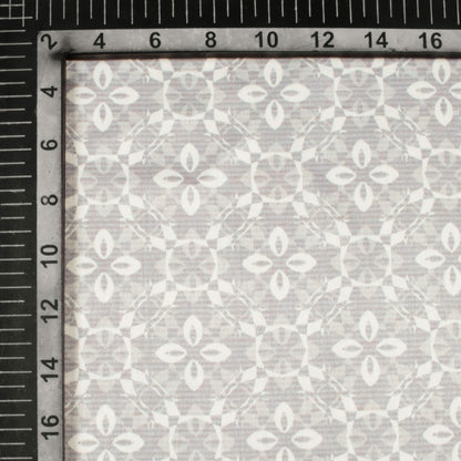Dolphin Grey And White Floral Pattern Digital Print Lush Satin Fabric