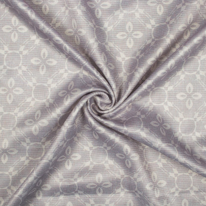 Dolphin Grey Floral Pattern Digital Print Lush Satin Fabric