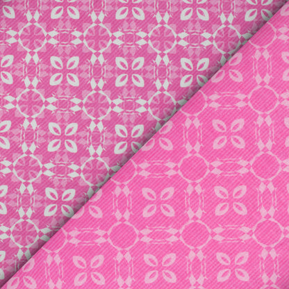 Taffy Pink And White Floral Pattern Digital Print Lush Satin Fabric