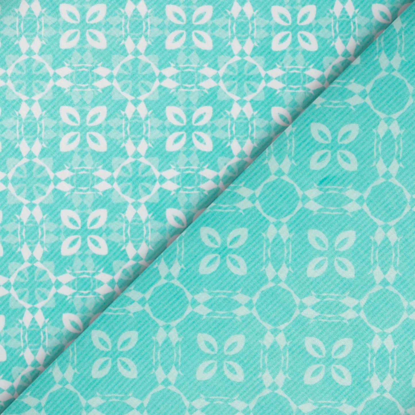 Electric Blue Floral Pattern Digital Print Lush Satin Fabric