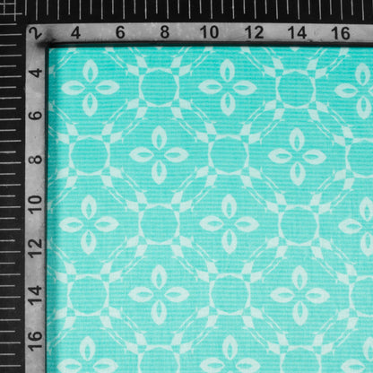 Electric Blue Floral Pattern Digital Print Lush Satin Fabric