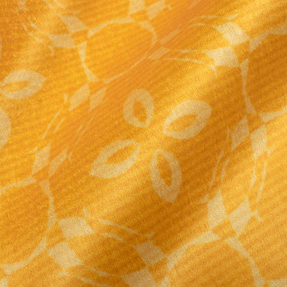Amber Yellow Floral Pattern Digital Print Lush Satin Fabric