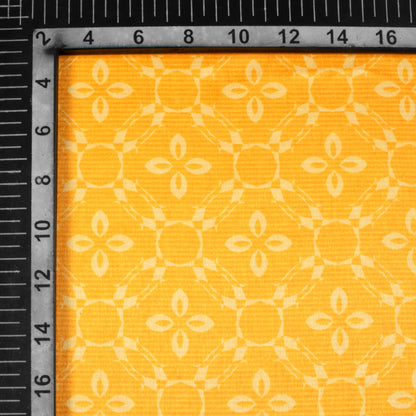 Amber Yellow Floral Pattern Digital Print Lush Satin Fabric