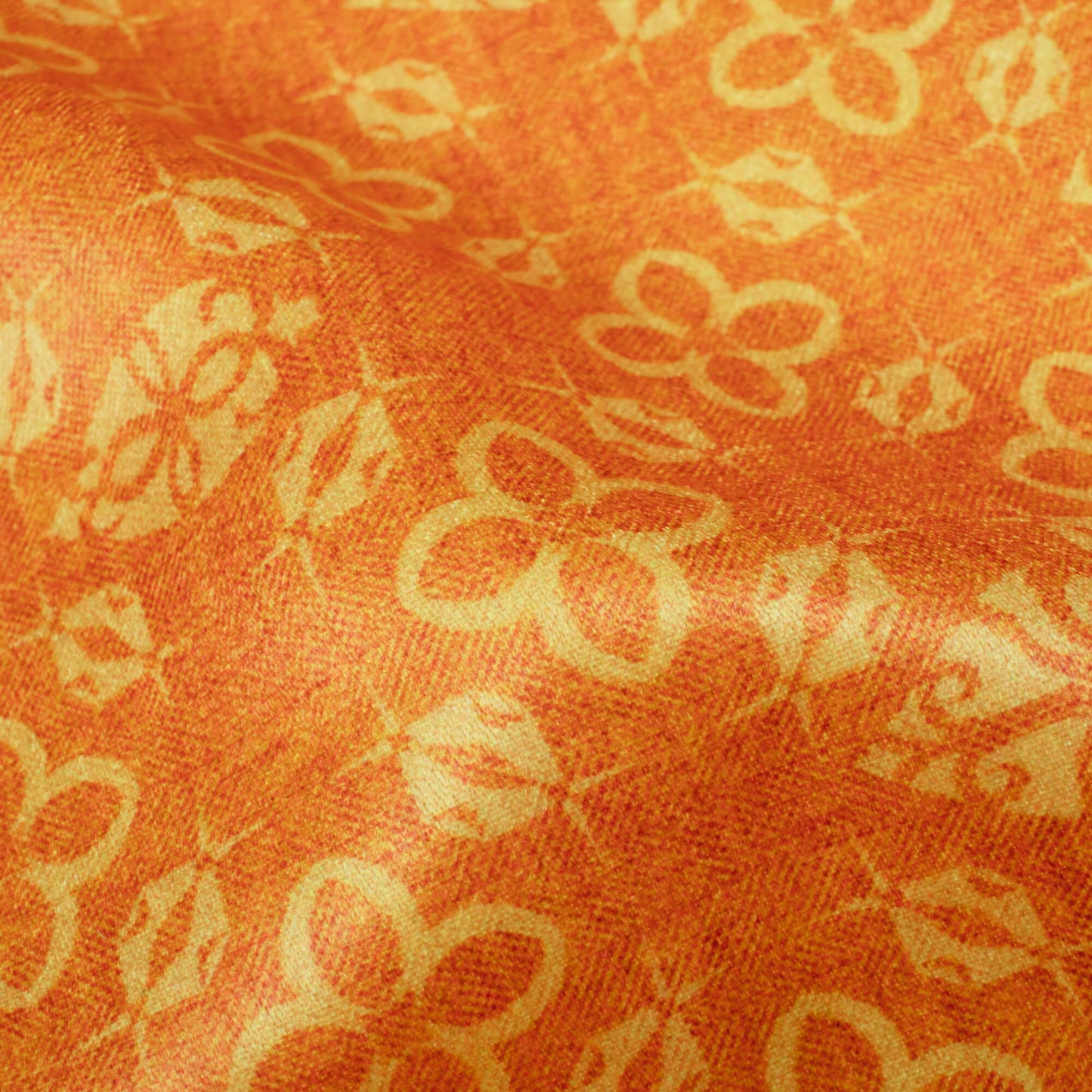 Squash Orange Traditional Pattern Digital Print Lush Satin Fabric