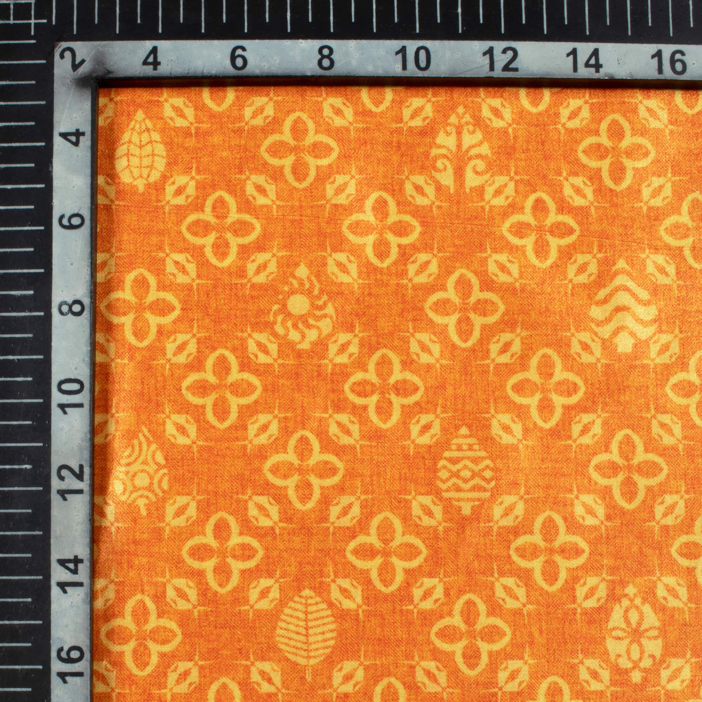Squash Orange Traditional Pattern Digital Print Lush Satin Fabric