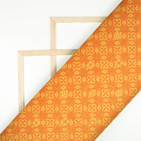 Squash Orange Traditional Pattern Digital Print Lush Satin Fabric
