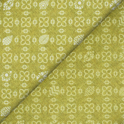 Moss Green Traditional Pattern Digital Print Lush Satin Fabric