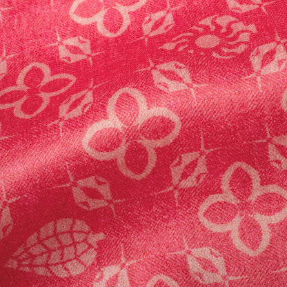 Brick Pink Traditional Pattern Digital Print Lush Satin Fabric