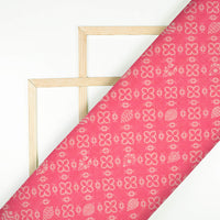 Brick Pink Traditional Pattern Digital Print Lush Satin Fabric