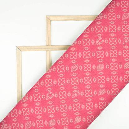 Brick Pink Traditional Pattern Digital Print Lush Satin Fabric