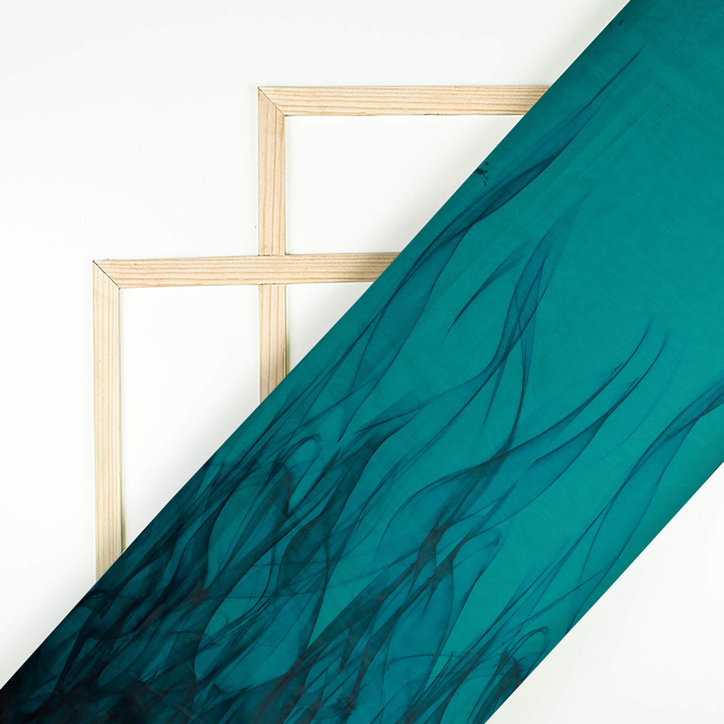 Pine Green And Black Marble Pattern Digital Print Organza Satin Fabric